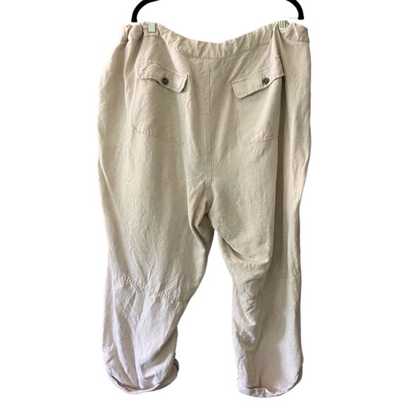 Lane Bryant khaki gold linen roll cuff capri pants - Picture 3 of 15